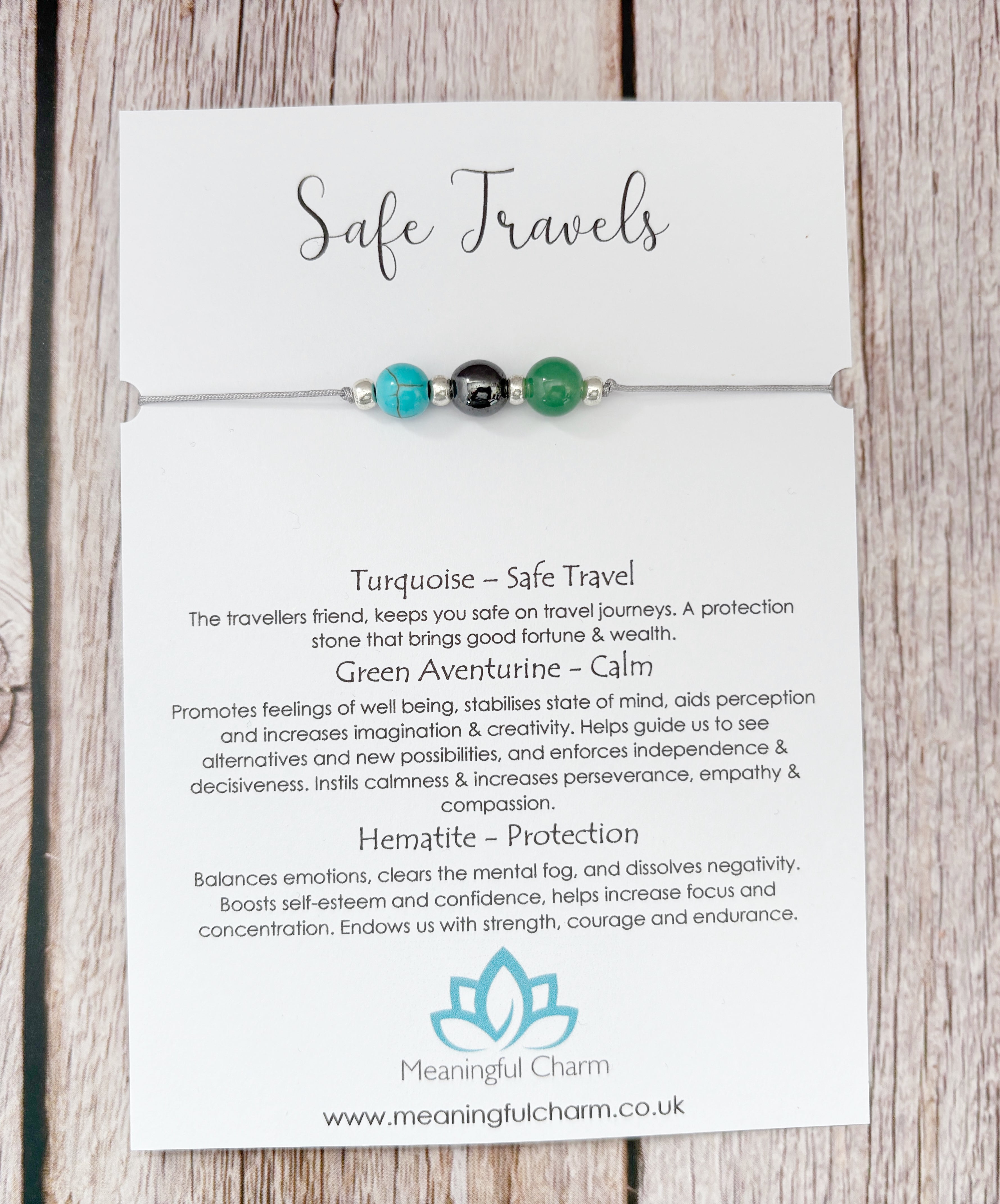 Safe Travels Crystal Cord Adjustable Bracelet, Good Luck Travelling Gift