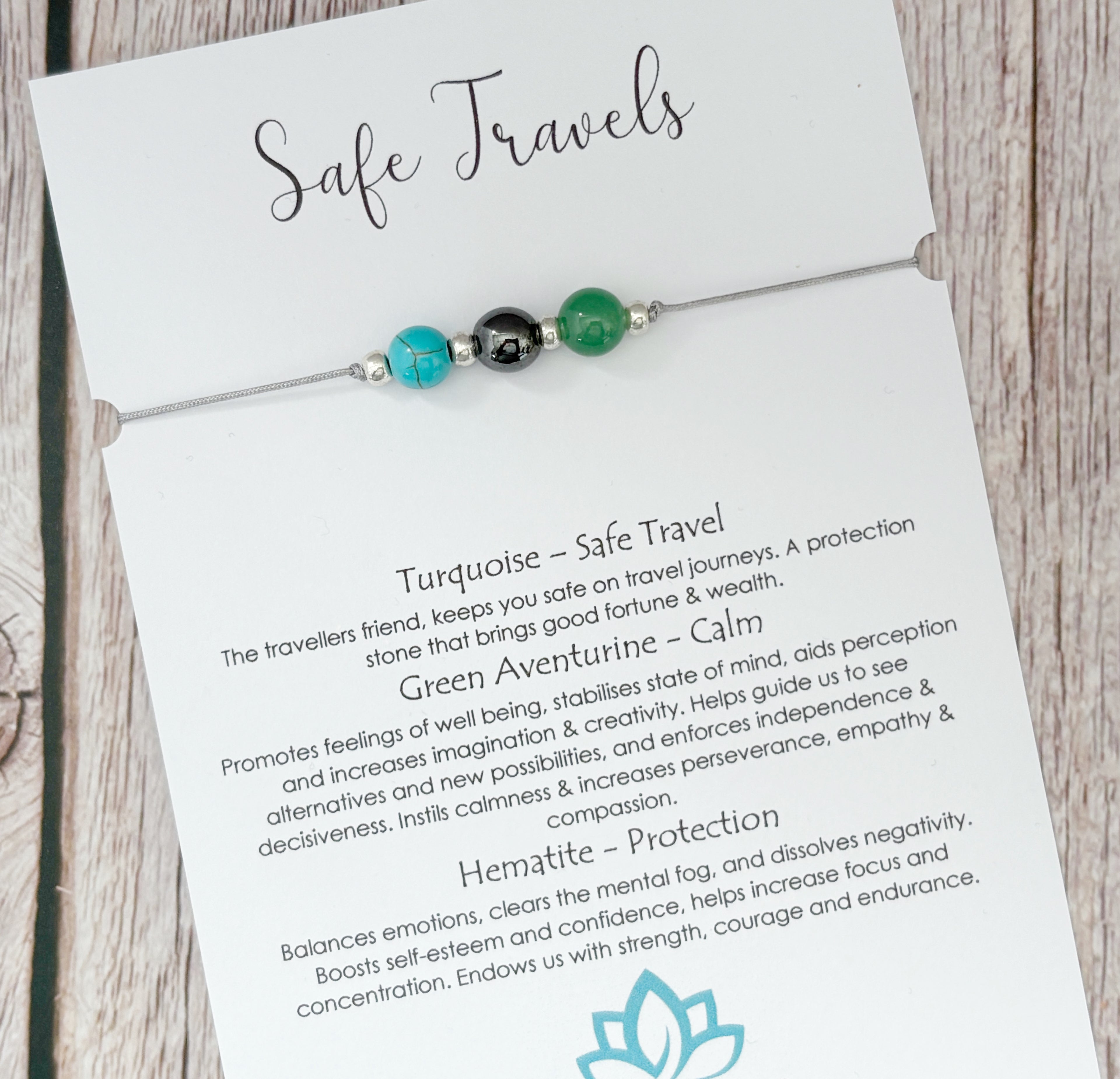 Safe Travels Crystal Cord Adjustable Bracelet, Good Luck Travelling Gift
