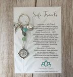 Personalised Safe Travels Charm Keyring for Travelling Gifts