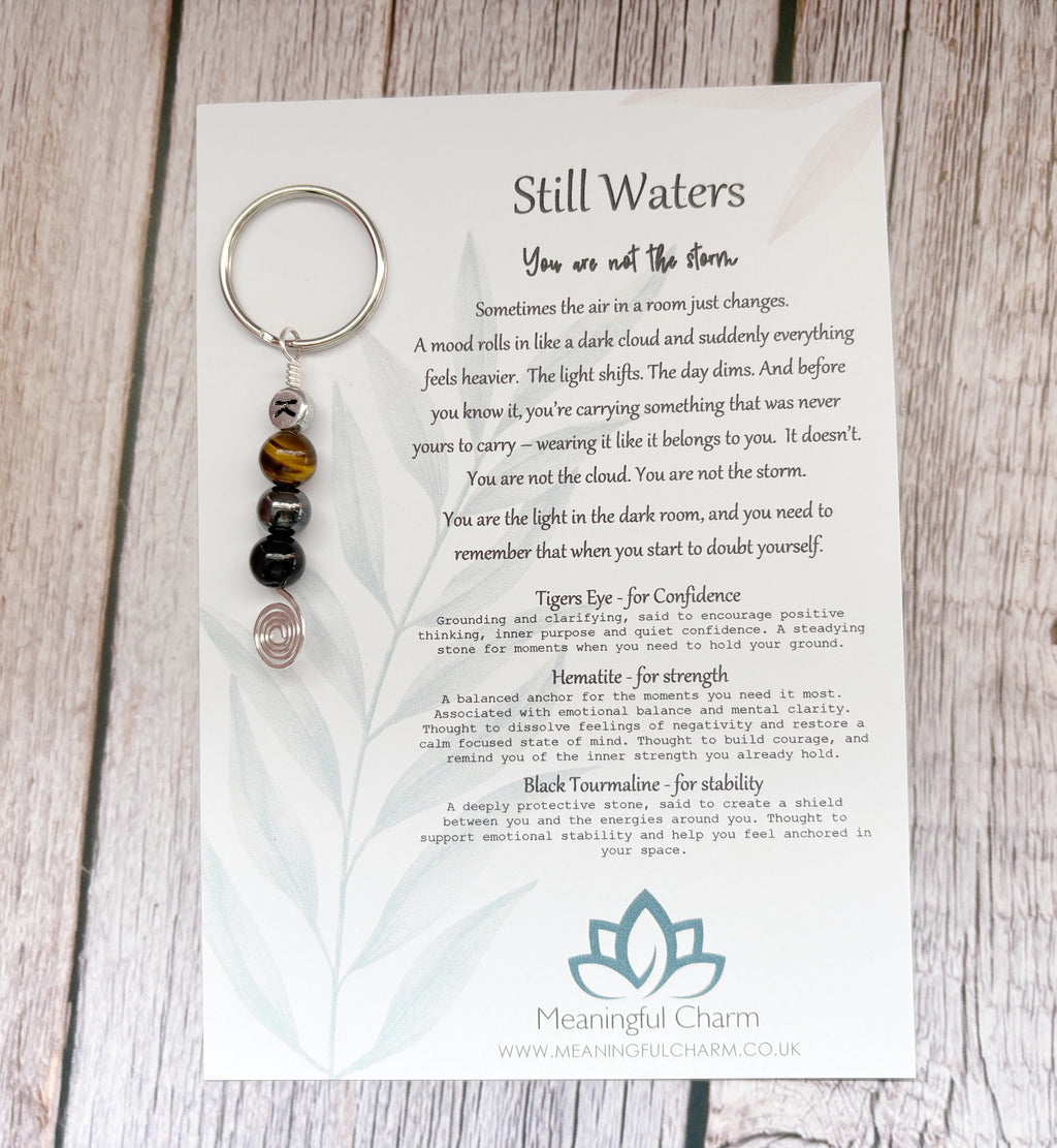Still Waters Keychain | Deflect Crystal Emotional Gifts | Strength Within