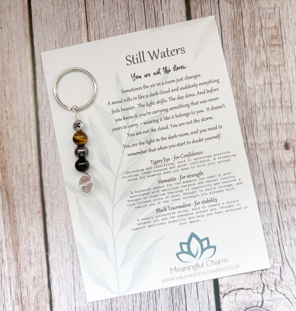 Still Waters Keychain | Deflect Crystal Emotional Gifts | Strength Within