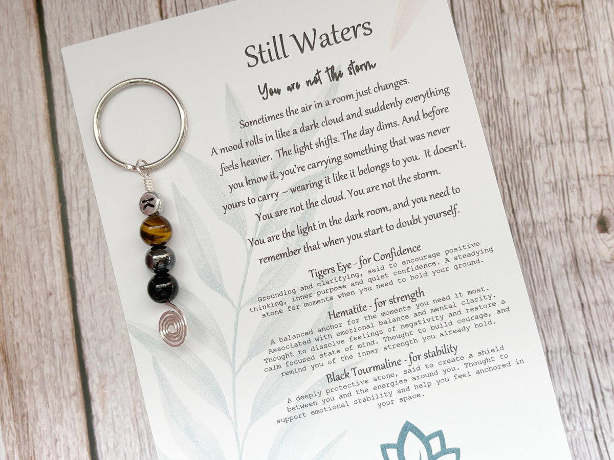 Still Waters Keychain | Deflect Crystal Emotional Gifts | Strength Within