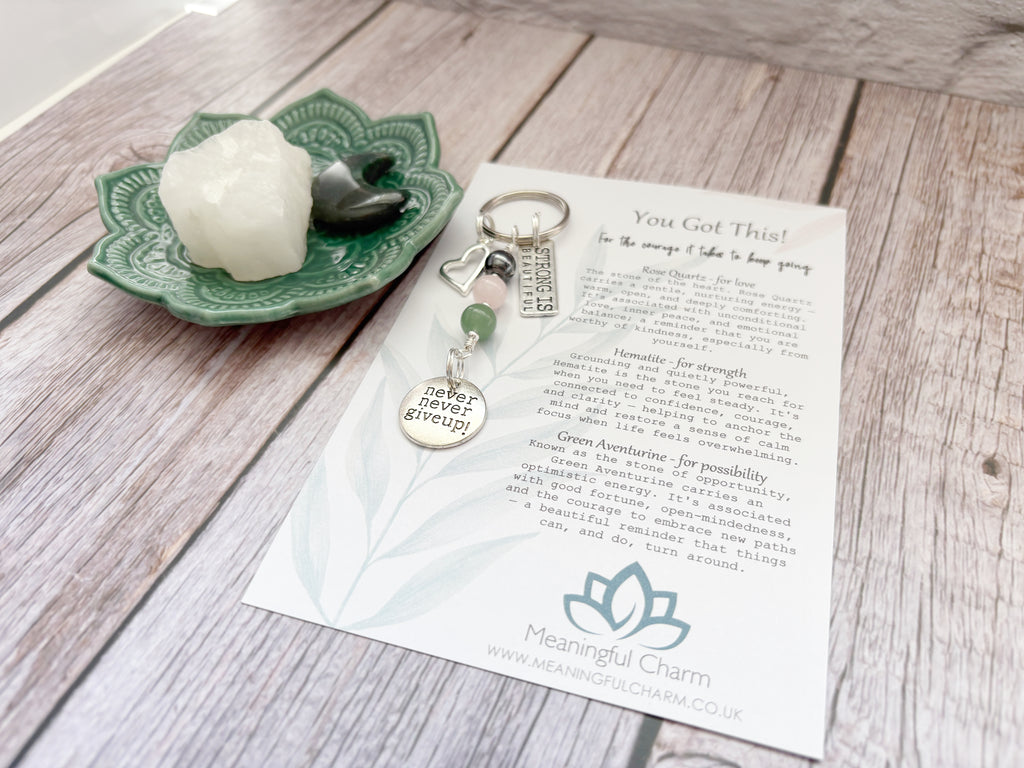 You Got This Keyring | Personalised Initial & Gemstone Motivational Support Gift
