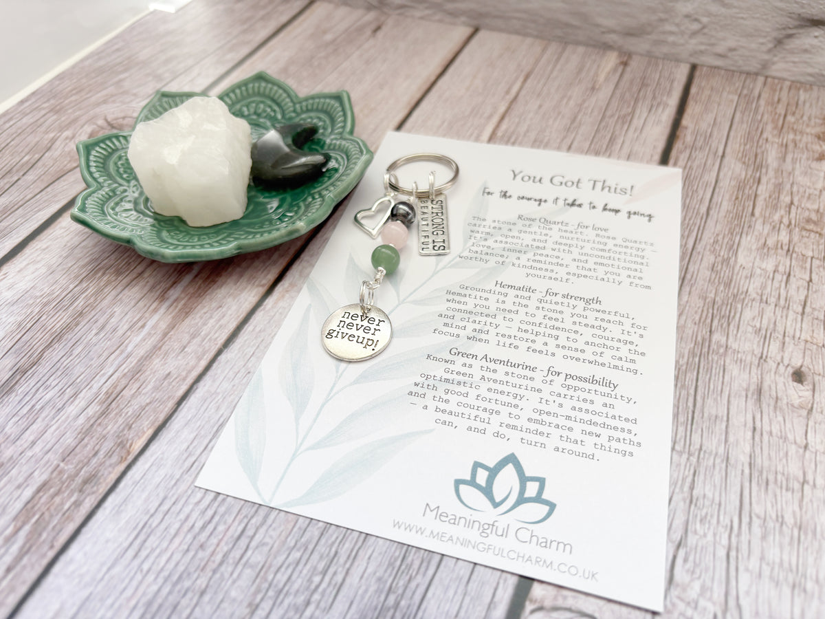 You Got This Keyring | Personalised Initial & Gemstone Motivational Support Gift