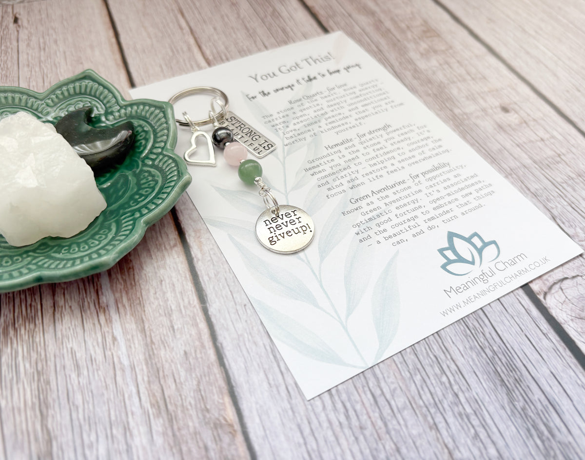 You Got This Keyring | Personalised Initial & Gemstone Motivational Support Gift