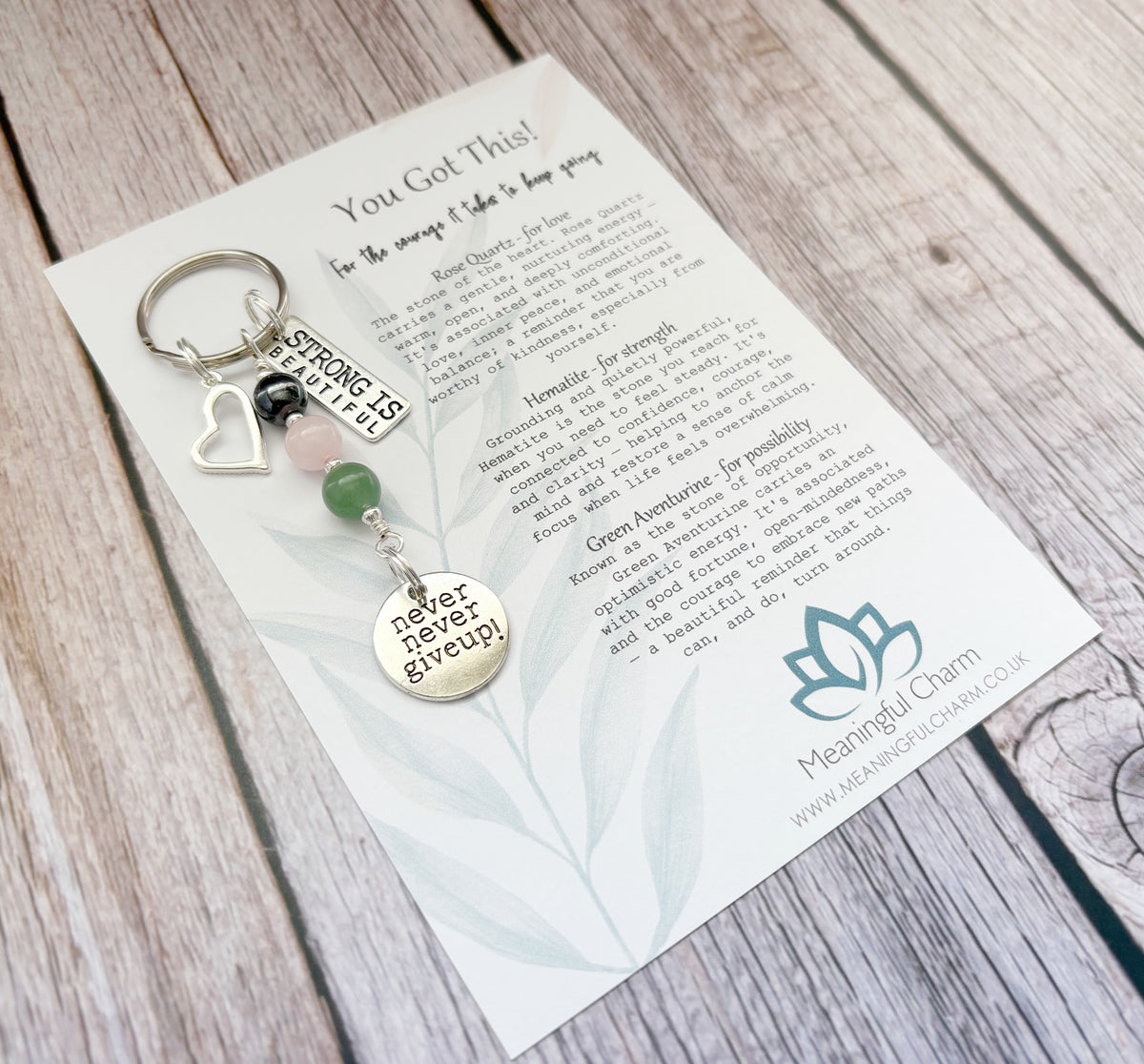 You Got This Keyring | Personalised Initial & Gemstone Motivational Support Gift