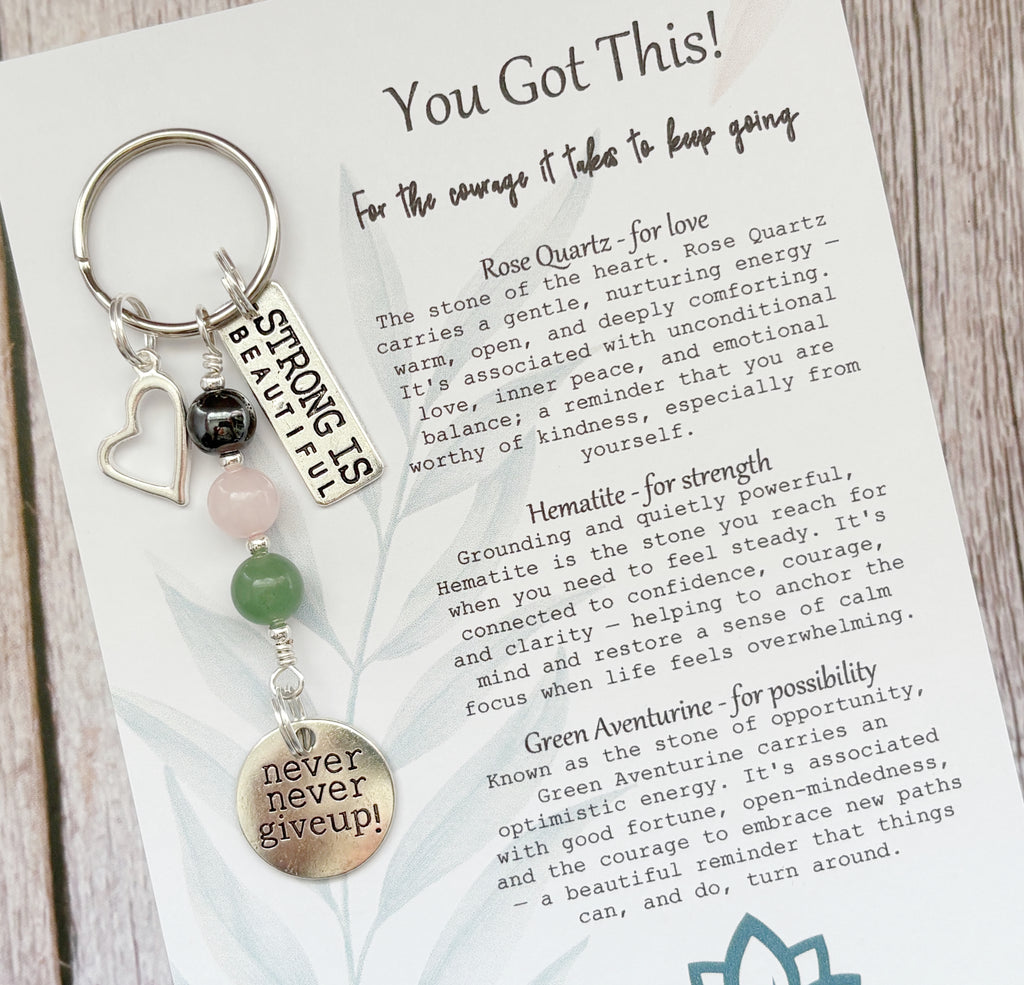 You Got This Keyring | Personalised Initial & Gemstone Motivational Support Gift