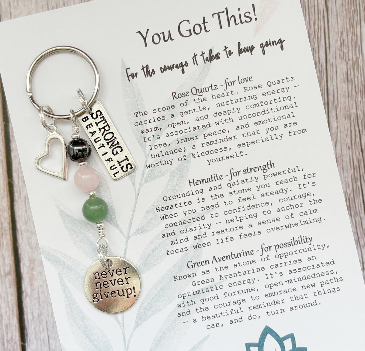 You Got This Keyring | Personalised Initial & Gemstone Motivational Support Gift
